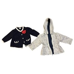 Janie and Jack Baby Girl Cardigan & Striped Mayoral Hooded Jacket Set 3-6 Months